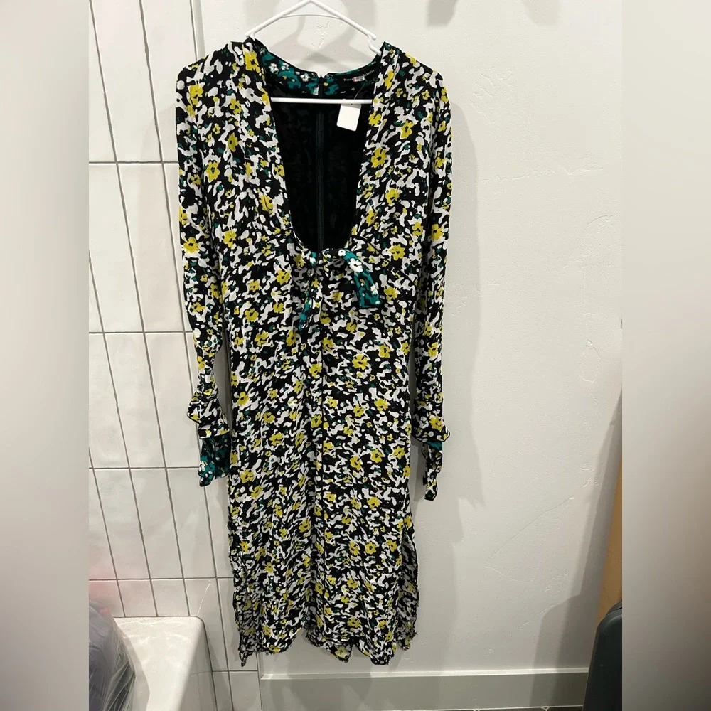 PROENZA SCHOULER Women's Wildflower-Print Georgette Midi Dress Size 4 in Black - Picture 5 of 15